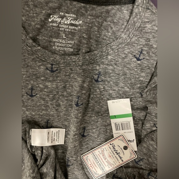 Flag & Anthem Mens T-Shirt Large Grey Anchor Tee Adult Short Sleeve Blank NWT - Picture 3 of 9